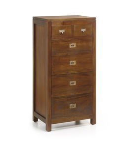 Cabinet din lemn si furnir, cu 6 sertare Flamingo Tall Nuc, l60xA40xH120 cm
