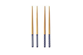 Set 4 betisoare chinezesti din bambus Chopsticks Natural / Albastru, L22,5 cm