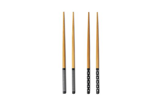Set 4 betisoare chinezesti din bambus Chopsticks Natural / Negru, L22,5 cm