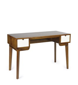 Masa de birou din lemn, cu 2 sertare, Artic Nuc / Alb, L120xl55xH76 cm