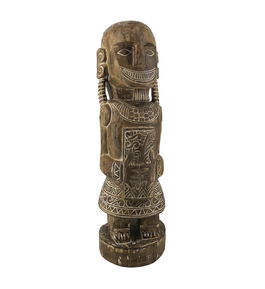 Decoratiune din lemn de mango, Carved Primitive Totem Natural, L25xl25xH100 cm