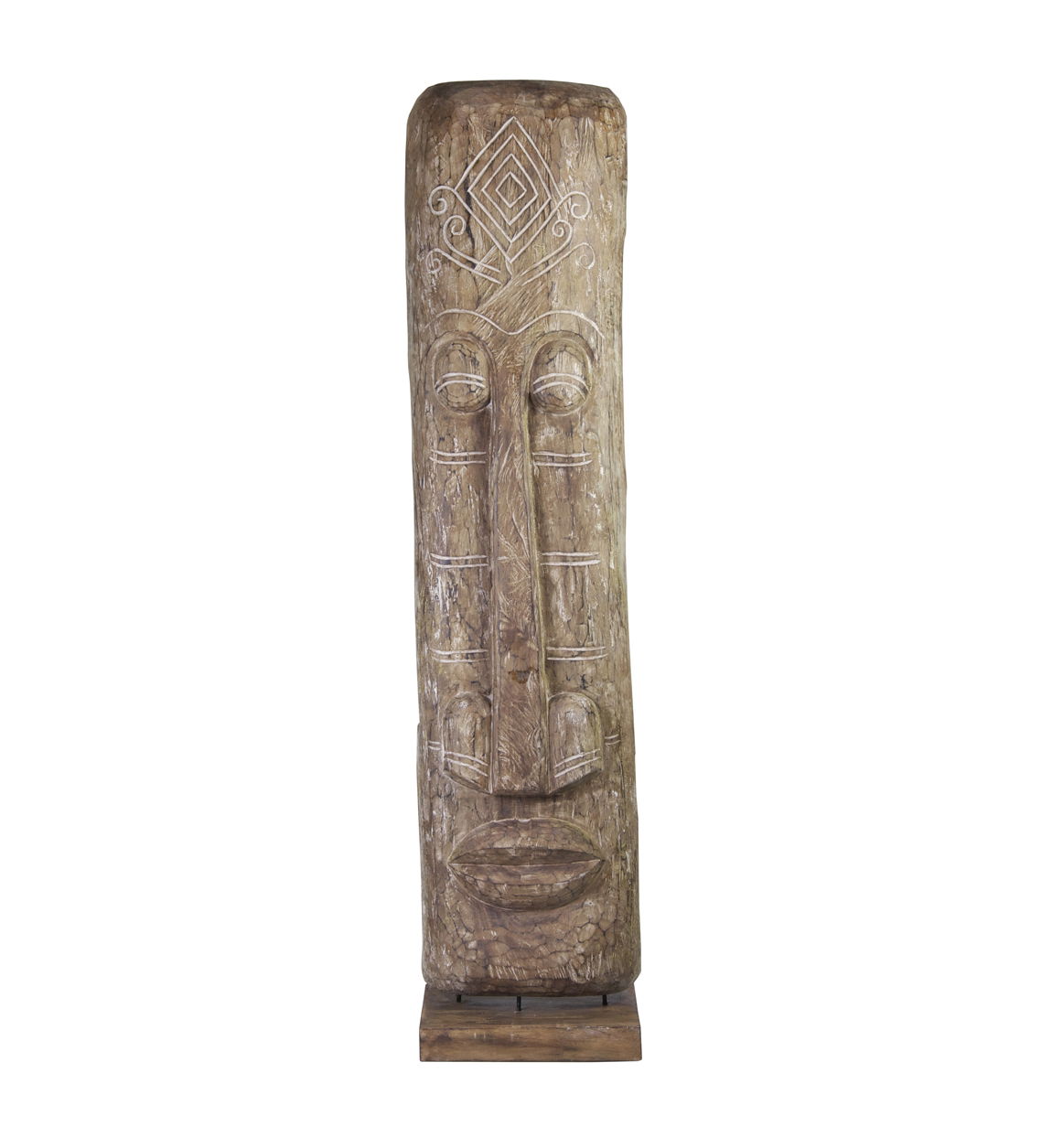Decoratiune din lemn de tec, Large Totem Natural, L40xl40xH200 cm