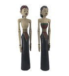 Set 2 decoratiuni din lemn de tec, indonesian Couple, L25xl18xH100 cm