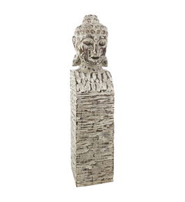 Decoratiune din lemn de albasia, Ethnic Buddha Natural, L15xl15xH75 cm