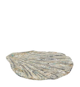 Decoratiune din lemn de albasia, Ethnic Oyster Multicolour, L20xl25xH3 cm