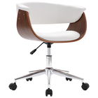 Scaun de birou tapitat cu piele ecologica, Xander Alb / Nuc, l59,5xA58xH66-74 cm