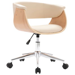 Scaun de birou tapitat cu piele ecologica, Xander Crem / Natural, l59,5xA58xH66-74 cm