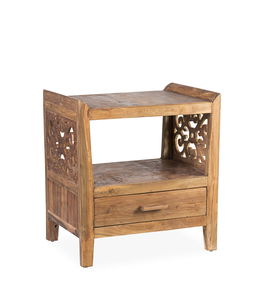 Noptiera din lemn reciclat cu 1 sertar, Marys Large Natural, l55xA42xH60 cm