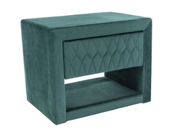 Noptiera cu 1 sertar tapitata cu stofa, Azzimo Velvet Verde Inchis, l50xA35xH40 cm