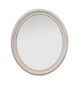 Oglinda decorativa din lemn de paulownia, Dakota Oval Large Ivoir, l60xH70 cm