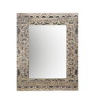 Oglinda decorativa din lemn de albasia, Ethnic Carved Natural, l80xH100 cm