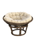 Fotoliu fix din ratan si perna detasabila tapitata cu stofa, Papasan Bej, Ø100xH75 cm