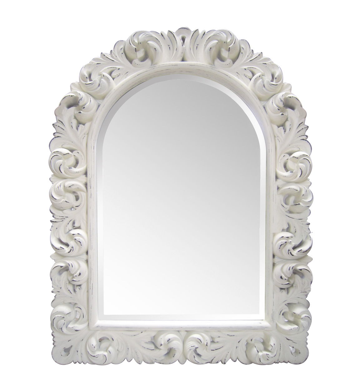 Oglinda decorativa Half Arch Alb Antichizat, l90xH120 cm