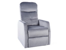 Fotoliu Recliner tapitat cu stofa, Arezo Velvet Gri, l63xA76xH100 cm