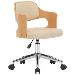 Scaun de birou tapitat cu piele ecologica, Connor Crem / Natural, l47,5xA53xH68-76 cm