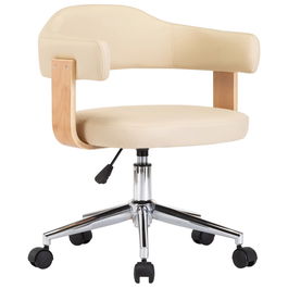 Scaun de birou tapitat cu piele ecologica, Tanya Crem / Natural, l49,5xA51,5xH94,5-115,5 cm