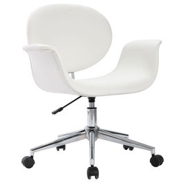 Scaun de birou tapitat cu piele ecologica, Wilson Alb, l67xA62xH80-87,5 cm