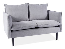 Canapea fixa tapitata cu stofa, 2 locuri Frisco Velvet Gri / Wenge, l129xA81xH89 cm