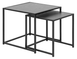 Set 2 mese de cafea din pal si metal, Seaford Antracit / Negru, L50xl50xH45 cm / L40xl40xH40 cm