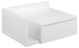 Noptiera suspendata din pal si MDF, cu 1 sertar, Ashlan Alb, l40xA32xH16,5 cm