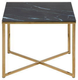 Masa de cafea din sticla si metal, Alisma II Square Negru / Auriu, L50xl50xH42 cm