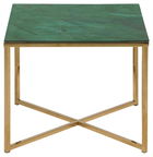 Masa de cafea din sticla si metal, Alisma II Square Verde Inchis / Auriu, L50xl50xH42 cm