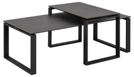 Set 2 mese de cafea din ceramica si metal, Katrine Negru, L115xl55xH37,5 cm / L69xl40xH45 cm
