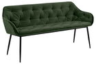 Banca tapitata cu stofa si picioare metalice, Brooke Velvet Verde Inchis / Negru, l167xA57xH84,5 cm