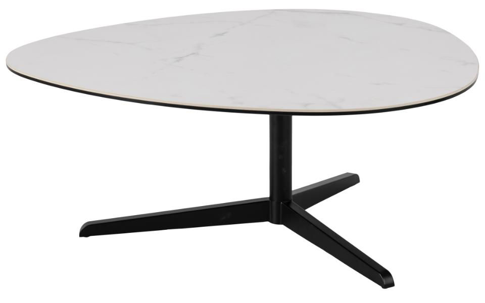 Masa de cafea din sticla, ceramica si metal, Barnsley Small Alb / Negru, L84xl77xH34 cm