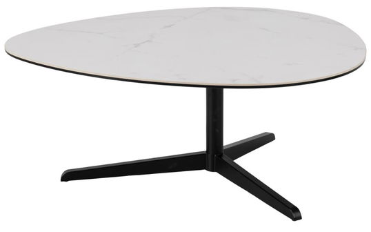 Masa de cafea din sticla, ceramica si metal, Barnsley Small Alb / Negru, L84xl77xH34 cm
