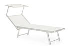 Sezlong pliabil pentru gradina / terasa, din aluminiu si material textil, Cross Alb, l71xA186xH106,5 cm