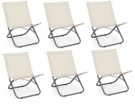Set 6 scaune pliabile de gradina / terasa din metal si material textil, Ocean Crem / Gri, l63xA47xH67 cm