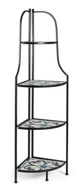 Etajera pliabila pentru gradina / terasa, din ceramica si metal, Positano Corner Multicolor / Negru, L41xl28xH131 cm