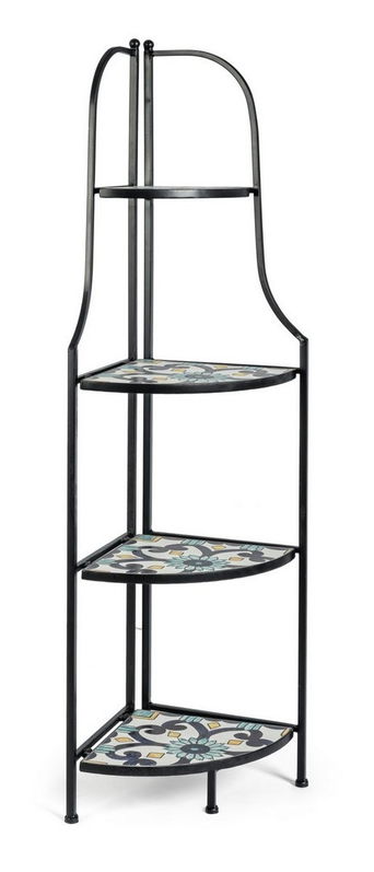 Etajera pliabila pentru gradina / terasa, din ceramica si metal, Positano Corner Multicolor / Negru, L41xl28xH131 cm