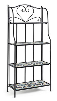 Etajera pliabila pentru gradina / terasa, din ceramica si metal, Positano Multicolor / Negru, L57xl28xH133 cm