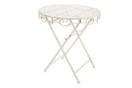 Masa pliabila de gradina / terasa din metal, Emily Alb, Ø70xH74 cm