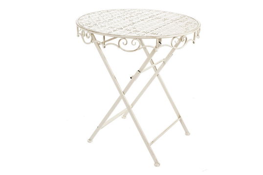 Masa pliabila de gradina / terasa din metal, Emily Alb, Ø70xH74 cm