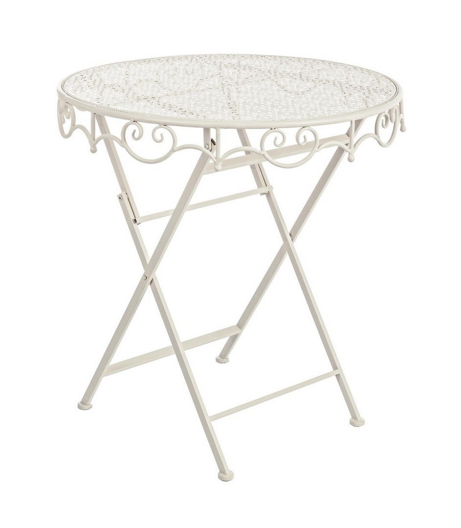 Masa pliabila de gradina / terasa din metal, Giselle Crem, Ø70xH74 cm