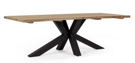 Masa de gradina / terasa din lemn reciclat de tec si metal, Ramsey Natural / Negru, L240xl100xH77 cm