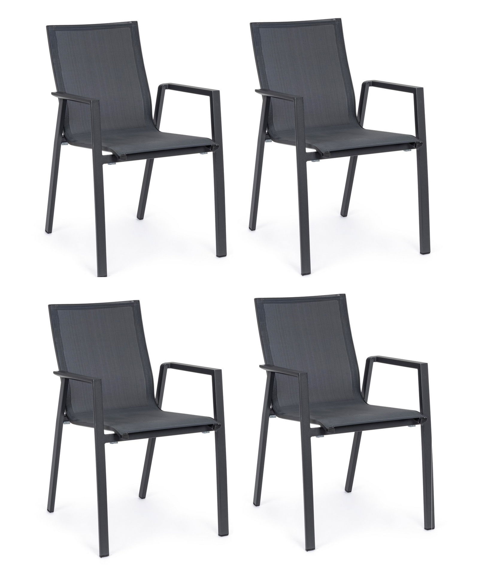 Set 4 scaune de gradina / terasa din metal si material textil, Krion Antracit, l56xA61,5xH88 cm