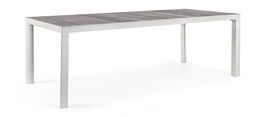 Masa de gradina / terasa din ceramica si metal, Mason Stejar Dark Grey / Alb, L220xl100xH74 cm