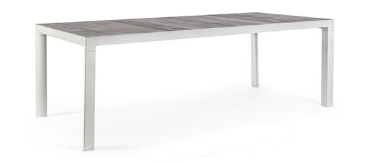 Masa de gradina / terasa din ceramica si metal, Mason Stejar Dark Grey / Alb, L220xl100xH74 cm
