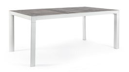 Masa de gradina / terasa din ceramica si metal, Mason Small Stejar Dark Grey /Alb, L160xl90xH74 cm