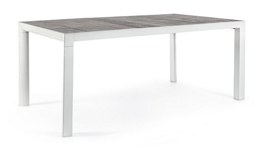 Masa de gradina / terasa din ceramica si metal, Mason Small Stejar Dark Grey /Alb, L160xl90xH74 cm