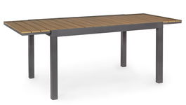 Masa extensibila de gradina / terasa din lemn compozit si metal, Elias I Small Natural / Antracit, L140-200xl90xH75 cm