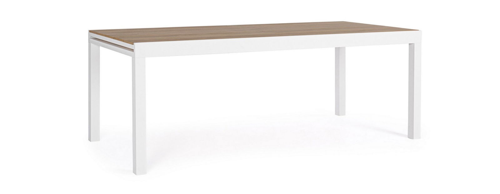 Masa extensibila de gradina / terasa din lemn compozit si metal, Elias I Natural / Alb, L200-300xl95xH74 cm