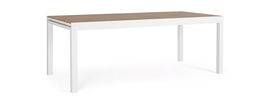 Masa extensibila de gradina / terasa din lemn compozit si metal, Elias I Natural / Alb, L200-300xl95xH74 cm