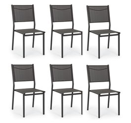 Set 6 scaune de gradina / terasa din metal si material textil, Hilde Antracit, l46xA57xH88 cm
