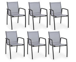 Set 6 scaune de gradina / terasa din metal si material textil Hilla Gri / Antracit, l56,5xA61xH87 cm