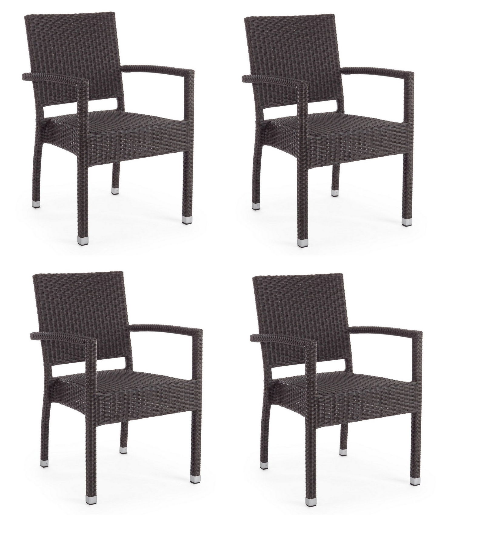 Set 4 scaune de gradina / terasa din fibre sintetice si metal Astoni Maro, l56xA59xH86 cm